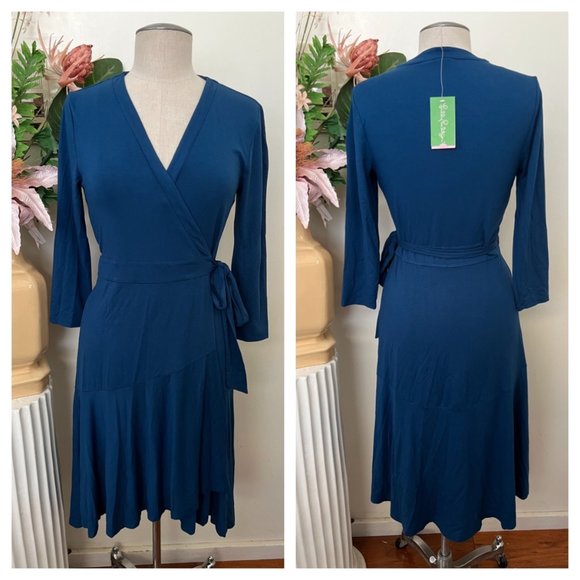 Lilly Pulitzer Dresses & Skirts - NWT blue LILY PULITZER stretch rozaline wrap dress SMALL
